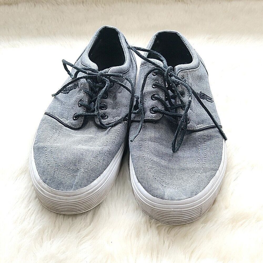 Polo Ralph Lauren Mens sz 11 D Shoes Faxon Low Gray Canvas Sneakers Lace Up